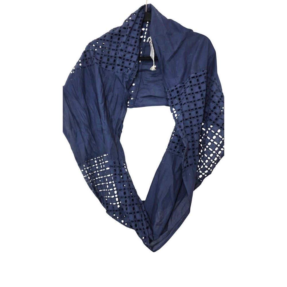Loft Navy Blue Eyelet Infinity‎ Scarf 100% Cotton Lightweight & Stylish